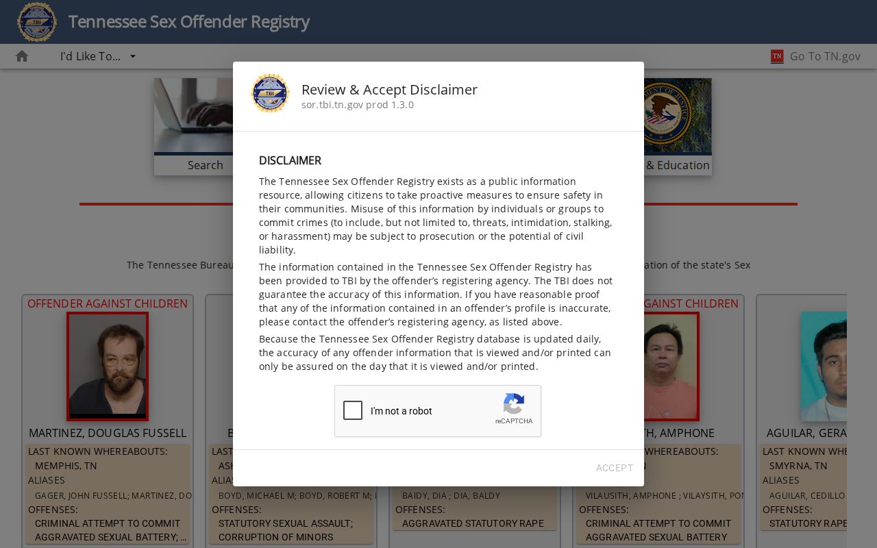 Cocke County released mugshot TBI registry source boundary